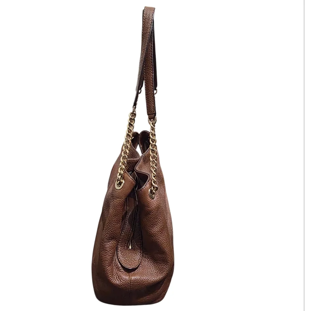 Michael Kors Tan Leather Shoulder Bag with Gold Accents